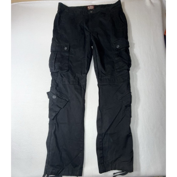 Matchstick Jeans Mens 38 Black Cargo Military Grunge Straight Leg Skater Emo Y2K - Picture 1 of 12